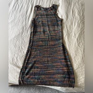 SHEIN Blue and Brown Halter Sheath Mini Dress